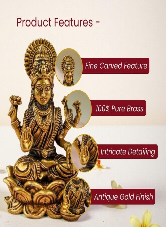 RITUALISTIC Pure Brass Laxmi Idol - 2 inch Height | Divine God Idols for Home Décor | Car Dashboard Decoration Item | Corporate Gifting | Diwali Gift for Housewarming, Festivals & Pooja | Handcrafted - Image 4